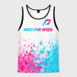 Майка-безрукавка мужская Need for Speed neon gradient style: символ сверху, цвет: 3D-черный