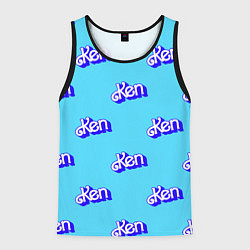 Майка-безрукавка мужская Синий логотип Кен - паттерн, цвет: 3D-черный