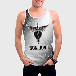 Майка-безрукавка мужская Bon Jovi glitch на светлом фоне, цвет: 3D-белый — фото 2