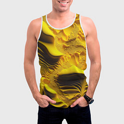 Майка-безрукавка мужская Желтая объемная текстура, цвет: 3D-белый — фото 2