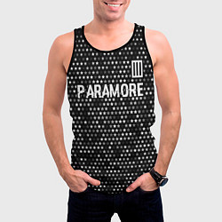 Майка-безрукавка мужская Paramore glitch на темном фоне: символ сверху, цвет: 3D-черный — фото 2