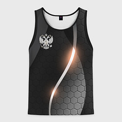 Майка-безрукавка мужская Герб России на темном фоне, цвет: 3D-черный