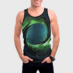 Майка-безрукавка мужская Объемная зеленая абстракция, цвет: 3D-черный — фото 2