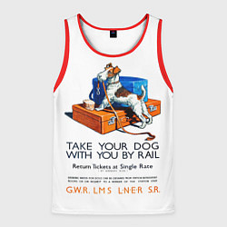 Майка-безрукавка мужская Возьми собаку в поезд, цвет: 3D-красный