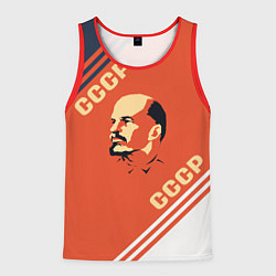 Майка-безрукавка мужская Ленин на красном фоне, цвет: 3D-красный