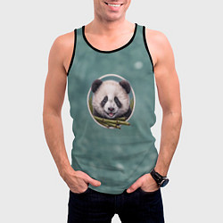 Майка-безрукавка мужская Милая мордочка панды с бамбуком, цвет: 3D-черный — фото 2