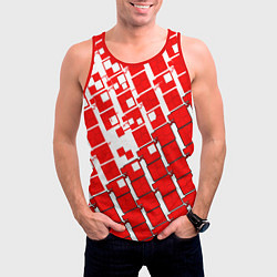 Майка-безрукавка мужская Киберпанк квадраты красные, цвет: 3D-красный — фото 2