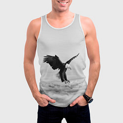 Майка-безрукавка мужская Орёл в облаках черно-белый, цвет: 3D-белый — фото 2