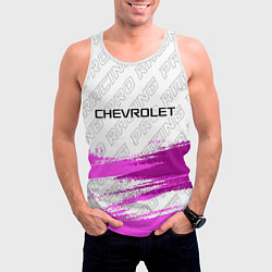 Майка-безрукавка мужская Chevrolet pro racing: символ сверху, цвет: 3D-белый — фото 2