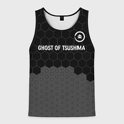 Майка-безрукавка мужская Ghost of Tsushima glitch на темном фоне: символ св, цвет: 3D-черный