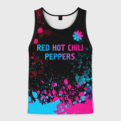 Майка-безрукавка мужская Red Hot Chili Peppers - neon gradient: символ свер, цвет: 3D-черный