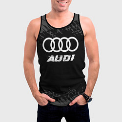 Майка-безрукавка мужская Audi speed на темном фоне со следами шин, цвет: 3D-черный — фото 2