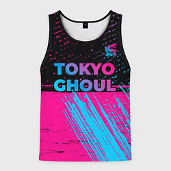 Майка-безрукавка мужская Tokyo Ghoul - neon gradient: символ сверху, цвет: 3D-черный