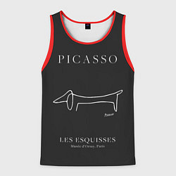 Майка-безрукавка мужская Собака на черном - Пабло Пикассо, цвет: 3D-красный