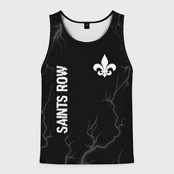 Мужская майка без рукавов Saints Row glitch на темном фоне: надпись, символ