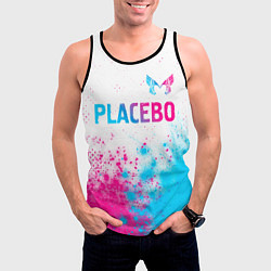 Майка-безрукавка мужская Placebo neon gradient style: символ сверху, цвет: 3D-черный — фото 2