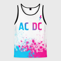 Мужская майка без рукавов AC DC neon gradient style: символ сверху