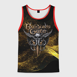 Майка-безрукавка мужская Baldurs Gate 3 logo gold black, цвет: 3D-красный