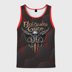 Майка-безрукавка мужская Baldurs Gate 3 logo red black geometry, цвет: 3D-красный