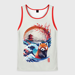 Майка-безрукавка мужская Красная панда на охоте, цвет: 3D-красный