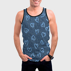 Майка-безрукавка мужская Hearts on denim, цвет: 3D-черный — фото 2