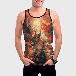 Майка-безрукавка мужская Девчонка в маске демонического дракона, цвет: 3D-черный — фото 2