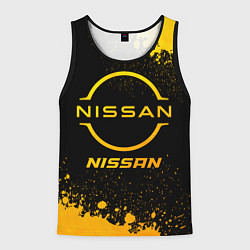 Майка-безрукавка мужская Nissan - gold gradient, цвет: 3D-черный