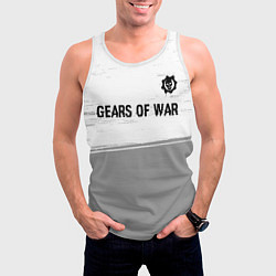 Майка-безрукавка мужская Gears of War glitch на светлом фоне: символ сверху, цвет: 3D-белый — фото 2