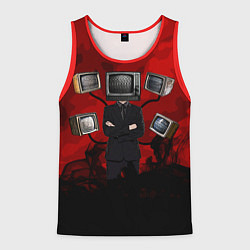 Майка-безрукавка мужская Skibidi toilet Tv Man, цвет: 3D-красный