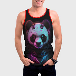Майка-безрукавка мужская Панда в стиле киберпанк, цвет: 3D-красный — фото 2