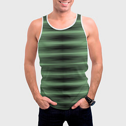 Майка-безрукавка мужская Зеленый полосатый градиент, цвет: 3D-белый — фото 2