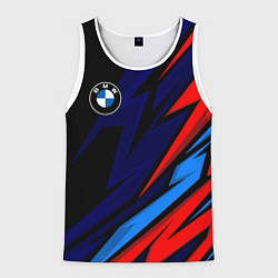 Майка-безрукавка мужская BMW - m colors and black, цвет: 3D-белый