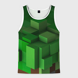 Майка-безрукавка мужская Зелёный блоковый паттерн, цвет: 3D-белый
