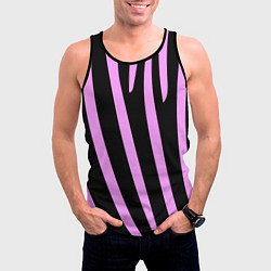 Майка-безрукавка мужская Полосы розовой зебры, цвет: 3D-черный — фото 2