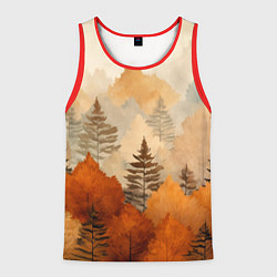Майка-безрукавка мужская Осенний лес в оранжевых тонах, цвет: 3D-красный