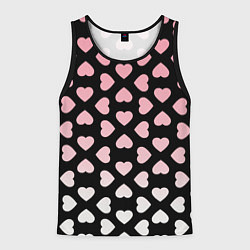 Майка-безрукавка мужская Розовые сердечки на чёрном, цвет: 3D-черный