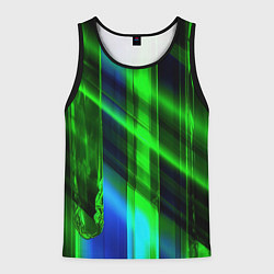 Майка-безрукавка мужская Зеленая зеркальная абстракция, цвет: 3D-черный