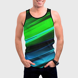Майка-безрукавка мужская Зеленая абстракция, цвет: 3D-черный — фото 2
