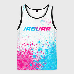 Мужская майка без рукавов Jaguar neon gradient style: символ сверху