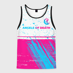 Майка-безрукавка мужская Angels of Death neon gradient style: символ сверху, цвет: 3D-черный