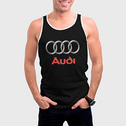 Майка-безрукавка мужская Audi sport на чёрном, цвет: 3D-белый — фото 2