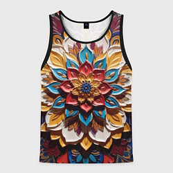 Майка-безрукавка мужская Цветок масляные краски, цвет: 3D-черный