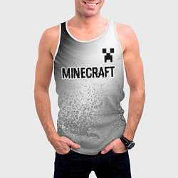 Майка-безрукавка мужская Minecraft glitch на светлом фоне: символ сверху, цвет: 3D-белый — фото 2
