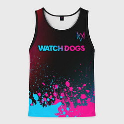 Мужская майка без рукавов Watch Dogs - neon gradient: символ сверху