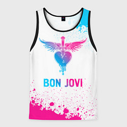 Мужская майка без рукавов Bon Jovi neon gradient style