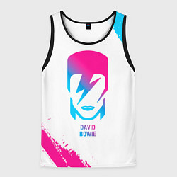 Мужская майка без рукавов David Bowie neon gradient style