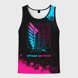 Мужская майка без рукавов Attack on Titan - neon gradient