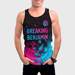 Майка-безрукавка мужская Breaking Benjamin - neon gradient: символ сверху, цвет: 3D-черный — фото 2