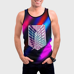 Майка-безрукавка мужская Attack on Titan stripes neon, цвет: 3D-черный — фото 2