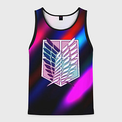 Майка-безрукавка мужская Attack on Titan stripes neon, цвет: 3D-черный